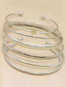 6pcs Decor Bangle - bạc - Xem 2