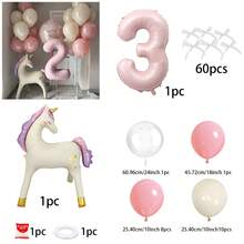 1 Set Einhorn & Fliege Rosa Zahl Ballon Set, enthält 0-9 Folienballons, 10-Zoll Latex Ballons in Hellrosa & Rosa, geeignet für Geburtstagsdekoration, Babyparty, Jahrestag, 1. Geburtstag Hintergrund, Hochzeitshintergrund, Fotografie Requisiten - Übersicht 12