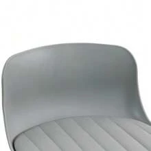 Modern Adjustable Bar Stools, Set Of Two, Plastic Backrest And Faux Leather Seat, Pneumatic Spring Height Adjustment, Metal Base With Footrest, Kitchen Bar Stool / Dining Table Stool - Grey - View 7