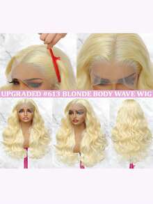 Tóc giả ren phía trước kiểu sóng thân, tóc thật pha trộn, kích thước 13x6 và 13x4, tóc thật pha trộn, mật độ 200%, kích thước 13x6 HD, tóc giả ren phía trước bằng tóc thật pha trộn dành cho phụ nữ da đen, có tóc con. - S613 - Xem 4