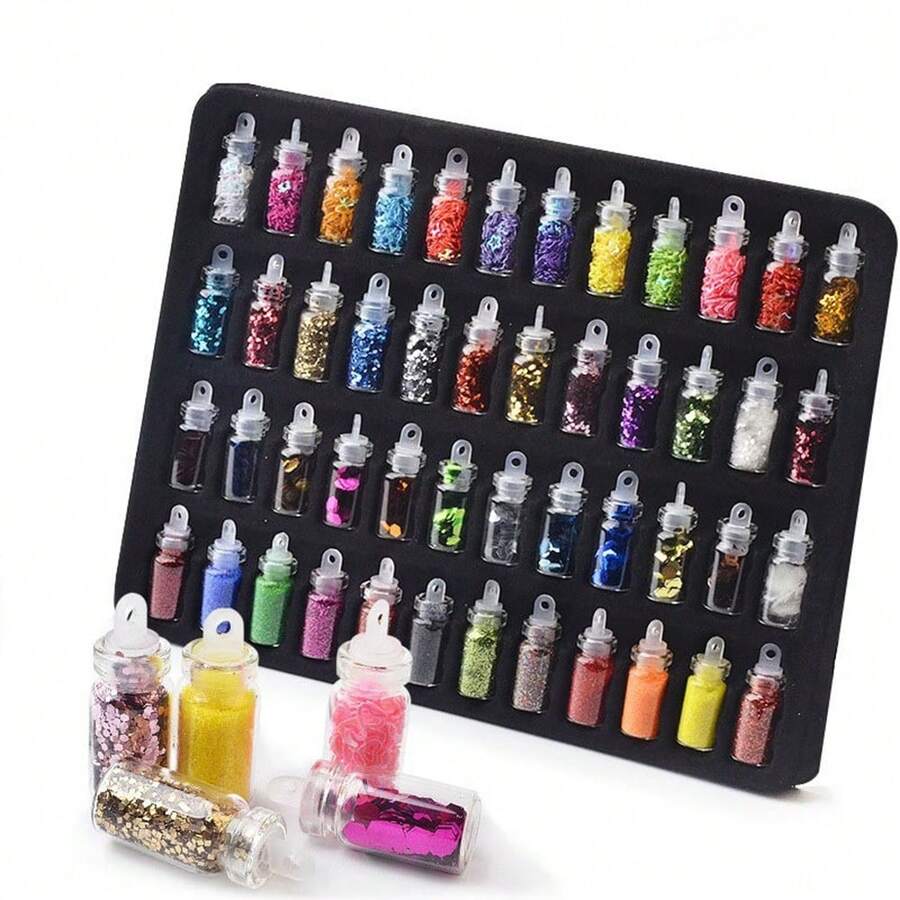 1 Set Epoxy Resin Filling Kit, Shiny Epoxy Resin Glitter Powder, Heart-Shaped Stars, Micro Beads For Nail Art, Jewelry, Keychain And Craft DIY