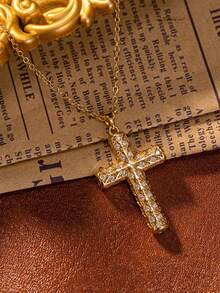 1pc Fashionable Versatile Cross Pendant Necklace, Suitable For Daily Decoration And Wear, Can Be Given As A Prayer, Blessing Gift To Family, Friends And Students - Multicolor - View 6
