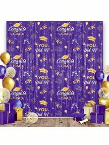 1pc Graduation Tassel Curtain, Metal Tassel Curtain For Graduation Season, Wide Tassel Curtain Printed With Graduation Cap, Suitable For Graduation Ceremony And Party Backdrop Decoration, Door Curtain - Multiple Styles - View 8
