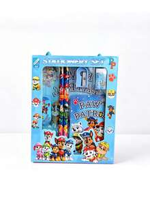 Authorized By PAW Patrol Cartoon Character Style Stationery Gift Box Set, Including Pencil, Notebook, Pencil Sharpener, Pencil Case, Ruler And Eraser,Crayon - Baby Blue - View 2