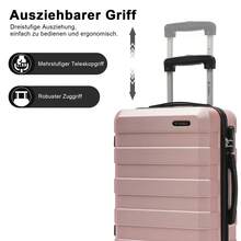 YONSLY Suitcase 16/20/24/28 Inches With 4 Wheels 360° Combination Lock Double Maintenance Zipper Mesh Pocket Soft Rubber Handle Trolley Suitcase - 玫瑰金 - 查看 4