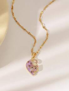 1件可爱甜美的粉紫色猫咪吊坠项链，适合作为送给女朋友、生日礼物或闺蜜的礼物。 - 貓 - 查看 7