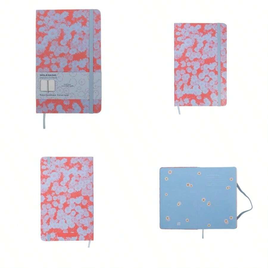 Moleskine - Cuaderno de edición personalizada tapa dura rayas grande 5 x 8.2 pulgadas lavanda suave/rojo 240 páginas - Lavanda suave/Rojo - Ver 1