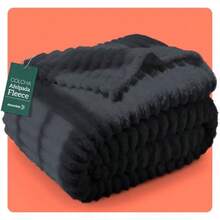 Dreamlab Cobija Frazada Afelpada Flannel de Rayas Ultra Suave Blanket Cobertor Polar Invierno para Cama o Manta para Sofa Frazada Calientita Hipoalergénica Colcha Grafito - 02  Grafito - Ver 8