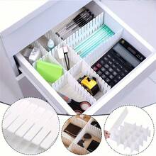 16/24件套抽屉分隔收纳盒，塑料可调节隔板，创意抽屉分区收纳盒，可裁剪 - 彩色 - 查看 4