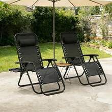 2-Pack Zero Gravity Lounge Chairs - Black - View 7