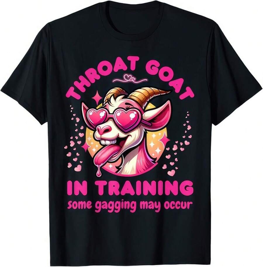 Throat Goat Some Gagging May Occur Funny Rude Naughty T Shirt - Black - View 1