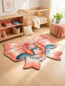 1pc Pink Bow Plush Floor Mat, Baby Room Decor Rug, Decorative Mat, Children's Play Mat, Decorative Carpet, Bedroom Decor, Small Rug, Carpet, Home Decor, Outdoor Rug, Washable Carpet - Multicolor - View 3