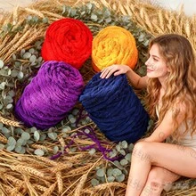 1pc Arm Knitting Bulky Chunky Yarn / 100% Polyester Soft / Cat Tail Sausage Yarn / DIY Handmade /Croche/ For Scarves/Hats/Cushions/ Pet Nests/ Home Decor / Machine Washable/ 1000g 35.27oz/ 2.2lb - Multicolor - View 6