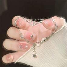 Pulsera de cadena circular de doble capa para mujer, diseño único y de moda adecuado para cualquier atuendo - Multicolor - Ver 6