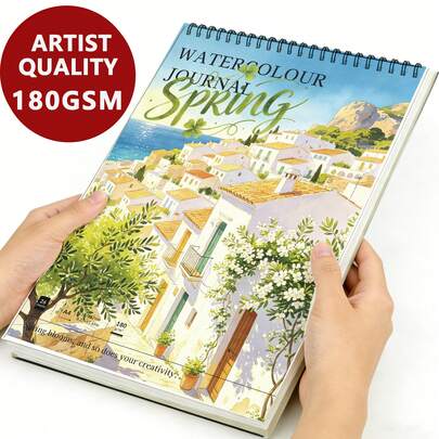 180g A4/A5 Aquarellskizzenbuch Set - 3 Stücke Frühlings-Landschafts-Cover Künstler-Qualität Aquarellspiralbücher, geeignet für Malerei, Skizzieren, Zeichnen und Mixed Media, Erwachsenen Kunstbedarf Set