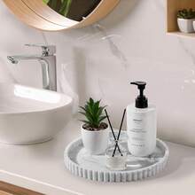 Modern Wavy Round Decorative Tray, Rounded Shape + Wavy Edges, Stylish, Can Be Used As Coffee Table Centerpiece, Suitable For Living Room, Dining Room, Kitchen Counter, Bathroom, Multi-Purpose Design For Storage And Home Decor, Boho Style Decorative Tray - Multicolor - View 6
