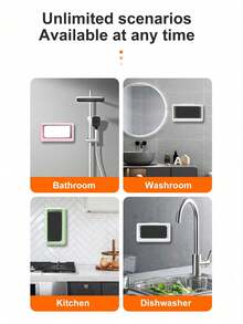 Soporte para teléfono a prueba de golpes y resistente al agua montado en la pared, soporte para teléfono giratorio 360° resistente al agua para la ducha, estuche para teléfono resistente al agua, caja de protección antivaho y de alta sensibilidad adecuada para espejo de baño, bañera, cocina, estuche para teléfono táctil resistente al agua, regalo del Día de la Madre - Blanco - Ver 11