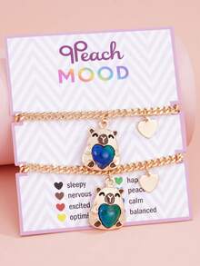 2件套可爱女孩热致变色心形水豚吊坠项链手链套装，友谊礼物，日常佩戴饰品 - 彩色 - 查看 15