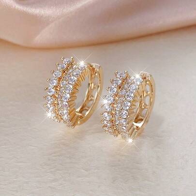 1 Pair Exquisite Shiny Elegant Earrings, Luxury Minimalist Versatile Earrings For Women