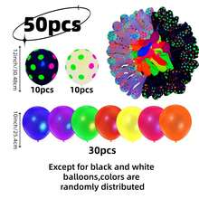 50pcs Glow In The Dark Latex Balloons, Mixed Color Luminous Party Supplies Set, Suitable For Night Birthday Party, Bachelor Party, Birthday Gathering, Summer Party, Dance Event, Car Party, Wedding, Halloween & Christmas Party Decoration - View 3