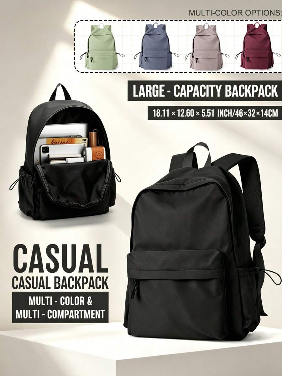 Multi-Pocket Casual Backpack For Men Women, Lightweight Water Resistant Daypack With Mulit-Color Options, Breathable Decompression Shoulder Straps & Anti-Theft Hidden Pocket, Large Capacity Laptop Backpack For College, Work, Travel & Daily Use, Ideal For Students, Commuters & Outdoor Activities
