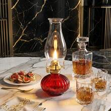 amanigo Aesthetic Vintage Ribbed Glass Kerosene Lamp Retro Oil Lantern For Wedding Room Decor - 1PC - View 15