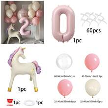 1 Set Einhorn & Fliege Rosa Zahl Ballon Set, enthält 0-9 Folienballons, 10-Zoll Latex Ballons in Hellrosa & Rosa, geeignet für Geburtstagsdekoration, Babyparty, Jahrestag, 1. Geburtstag Hintergrund, Hochzeitshintergrund, Fotografie Requisiten - Übersicht 10