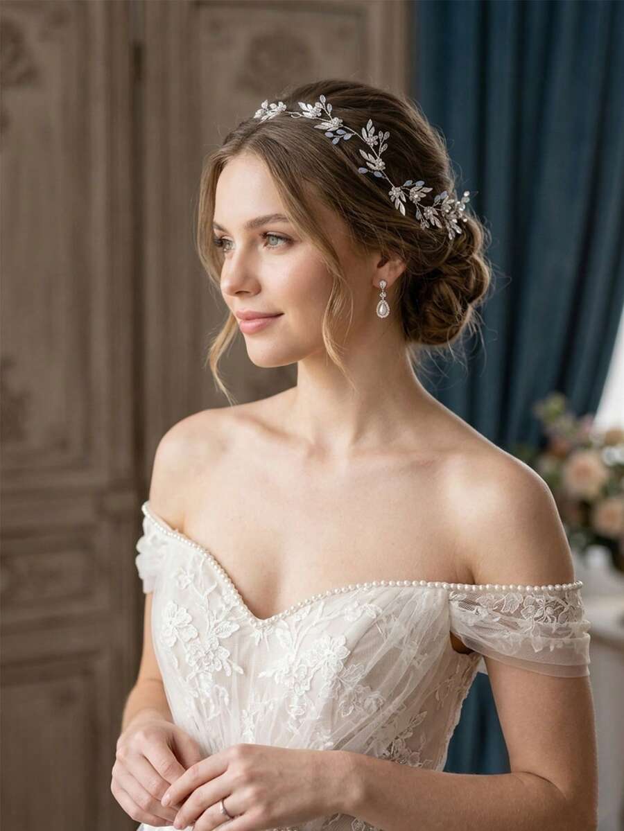 1 chiếc băng đô cài tóc hoa và ngọc trai, phụ kiện sang trọng thủ công đa năng cho đám cưới, tiệc sinh nhật, chụp ảnh, dạo phố, du lịch. - Nhiều màu - Xem 1