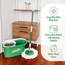 Tornado Spin Mop System Mop And Bucket With Wringer Set Mops For Floor Cleaning 1 Mop Head Included - Green - View 4