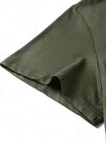 Minimalist Printed Short-Sleeved T-Shirt For Men, Versatile For Everyday Wear, Spring/Summer - 軍綠色 - 查看 4