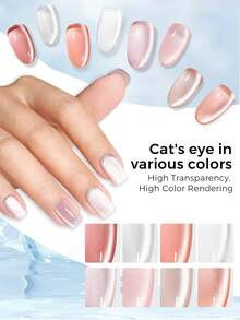 TOMICCA 15毫升/1瓶 月光白猫眼甲油胶，可卸UV/LED甲油胶，适合初学者在家DIY，专业美甲沙龙或作为礼物赠送 - 白色 - 查看 7