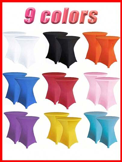 1/2 Round Decorative Tablecloth, Solid Color Elastic Polyester Tablecloth, Washable And Machine Washable, Romantic Wedding Decor Tablecloth, Suitable For Weddings, Bar Stools, Banquets, Home Dinners, Birthdays, Baby Showers, Indoor/Outdoor Parties, DJ Displays (Available In Multiple Colors And Sizes)