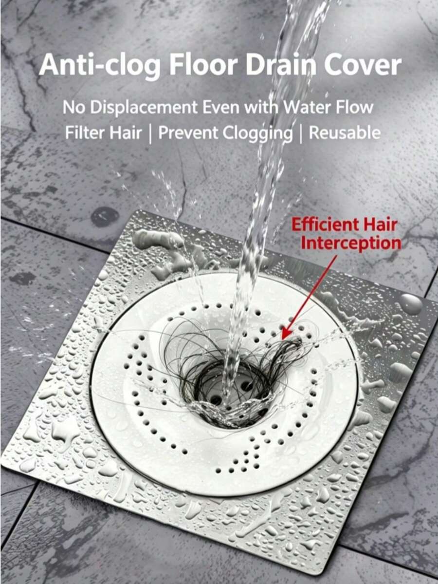 1pc Reusable Anti-Clogging Drain Cover, Shower Drain Collector, Non-Slip Bathroom Sink Strainer, Anti-Clogging & Anti-Insect, Easy To Install Drain Protector - Multicolor - View 1
