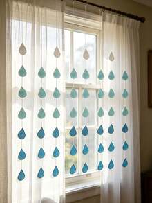 Paper Hanging Rain Drops Decor,White Clouds Decorations And Blue Raindrop Garland Decorations For Shower Party,Room Decoration,Window,Birthday, Wedding - Multicolor - View 8