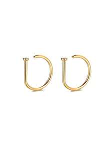 4Pcs_3Pcs_1Pc_1Set Women Fake Piercing Nose Ring Hoop Septum Non Piercing Nose Clip Rock HipHoop Sta. - Multicolor - View 7