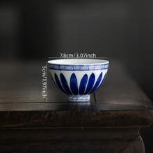 青瓷菊花心形功夫茶杯，釉面陶瓷茶杯，禅宗佛教道教家用茶杯，水杯 - 彩色 - 查看 6