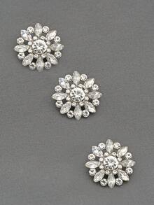 3颗花形水钻玻璃金属纽扣，彩色水晶装饰柄纽扣，适用于外套、开衫、毛衣、缝纫工艺品和DIY配件 - 多色 - 查看 14