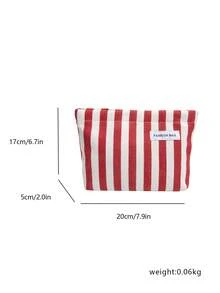 2026 New Style Fresh Stripes Handbag - Women's Storage Bag With Large Capacity, Portable, Simple And Elegant Design - Red - View 3