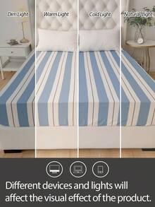 1 bộ ga trải giường bằng cotton 100%, họa tiết sọc, mềm mại và thoải mái, phù hợp với nệm dày 30cm, bộ đồ giường ký túc xá unisex, trang trí phòng ngủ theo phong cách tối giản. - Nhiều màu - Xem 7