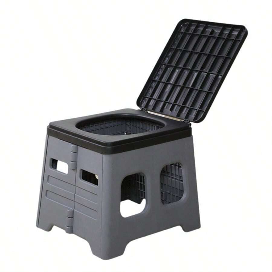 1 chiếc bồn vệ sinh di động gấp gọn có nắp - Lý tưởng cho cắm trại ngoài trời, leo núi và du lịch đường bộ | Chất liệu ABS, ghế cắm trại ngoài trời gấp gọn