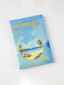 1Pc Cute Cartoon Passport Card Holder Bag Mountain Camel City Scenery Large Capacity Multifunctional Simple And Fashionable Card Bag Retro And Exquisite - Multicolor - View 2