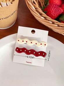 8/4/1 pieza Pinzas para el cabello con corazón, lunares y lazo estilo niña dulce, Pasadores para el cabello de mujer para flequillo y lados, Accesorios para el cabello de verano, Adecuados para uso diario - Talla única - Ver 6