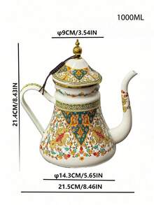 复古宫廷风格精美镀金花卉珐琅咖啡茶具套装，适合各种家居装饰风格，兼容燃气灶和电磁炉，可用于冲泡茶、咖啡、加糖和奶精，便携方便，适合户外露营和野餐。 - 卡其色 - 查看 12
