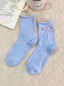 1/4 Pair Polka Dot Bow Tie Casual Sweet Mid-Calf Socks, Spring/Summer New Arrival - Multicolor - View 5