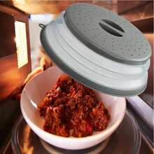 Microwave Splatter Cover Vented For Food, Splatter Guard & Colander Kitchen Gadget For Fruit Vegetables Microwave Plate Cover With Hook Hole,Silicone & Plastic (1 Pack) Collapsible & Vented Silicone Splatter Guard Lid - View 2