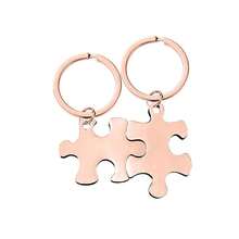 Customized Name Personalized Keychain, In-Stock Blank Stainless Steel Couple Puzzle Pendant, Valentine's Day Gift Keychain - Multicolor - View 8