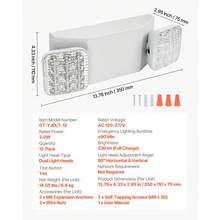 12 Pack Emergency Lights For Business, With Battery Backup, Commercial LED Emergency Exit Lighting Fixtures, AC 120/277V, With Two Square Head Adjustable, 90-Minute Backup, For Business, White - 12 Pack - View 7