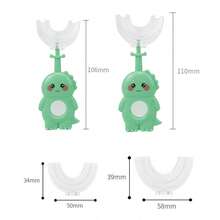 U-Shaped Manual Silicone Toothbrush For Children Aged 2-12, U-Shaped Soft Bristle Baby Toothbrush Tool - Green (ages 6-12) - View 3