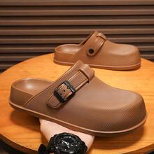 Sandalias casuales de hombre, nuevas sandalias cerradas, pantuflas cómodas para exteriores, chanclas antideslizantes y ligeras para la casa, sandalias de playa duraderas para uso diario - Marrón - Ver 5