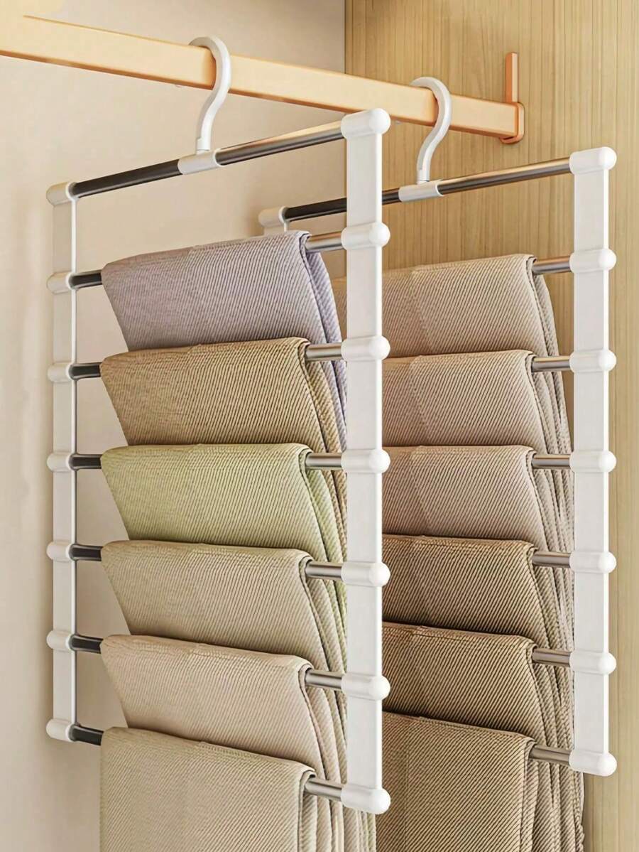 Multi-Layer Pants Rack - Space-Saving, Non-Slip Wardrobe Organizer For Scarves, Jeans, Trousers, With Multi-Tier Shelves And Sturdy Design (Self-Assembly Required, Easy Installation), Suitable For Spring, Minimalist, Summer Tops